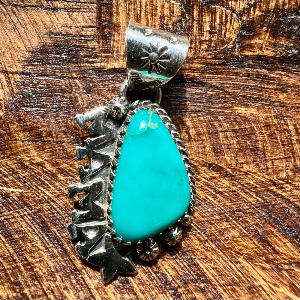 925 Sterling Turquoise “Mama” Pendant Western | Southwestern | Handmade